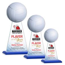 Edenwood Volleyball Full Color Blue Obelisk Crystal Award - Glass Awards