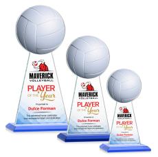 Edenwood Volleyball Full Color Sky Blue Obelisk Crystal Award - Crystal Pillar Awards