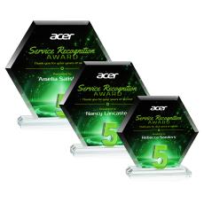Riviera Anniversary Full Color Green  No 5 Number Crystal Award - Glass Awards