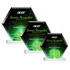 Riviera Anniversary Full Color Green No 30 Number Crystal Award - Glass Awards