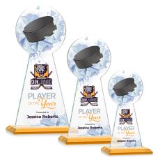 Edenwood Hockey Full Color Amber Obelisk Crystal Award - Crystal Pillar Awards