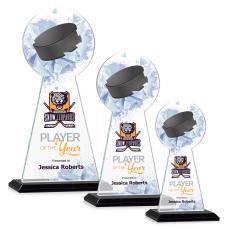 Edenwood Hockey Full Color Black Obelisk Crystal Award - Crystal Pillar Awards