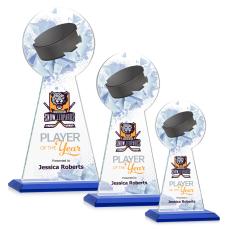 Edenwood Hockey Full Color Blue Obelisk Crystal Award - Crystal Pillar Awards