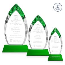 Marinello Green on Base Arch & Crescent Crystal Award - Glass Awards