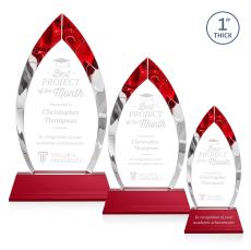 Marinello Red on Base Arch & Crescent Crystal Award - Glass Awards