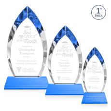 Marinello Sky Blue on Base Arch & Crescent Crystal Award - Crystal Awards