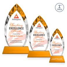 Marinello Full Color Amber on Base Arch & Crescent Crystal Award - Glass Awards