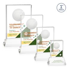 Pennington Golf Full Color Clear on Base Rectangle Crystal Award - Corporate Awards