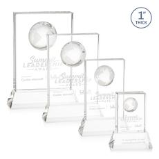 Ambassador Globe Clear on Base Rectangle Crystal Award - Corporate Awards