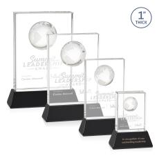 Ambassador Globe Black on Base Rectangle Crystal Award - Corporate Awards
