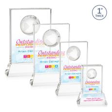 Ambassador Full Color Clear on Base Rectangle Crystal Award - Corporate Awards