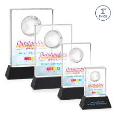 Ambassador Full Color Black on Base Rectangle Crystal Award - Corporate Awards