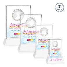 Ambassador Full Color White on Base Rectangle Crystal Award - Corporate Awards