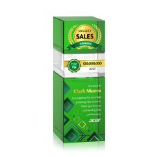 Tofino Stacker Full Color Green Rectangle Crystal Award - Glass Awards