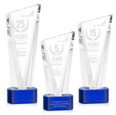 Plymouth Blue on Paragon Base Peak Crystal Award - Glass Awards