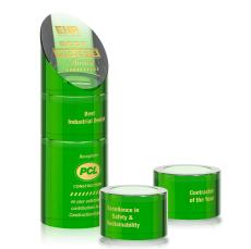 Atlantis Stacker Green Obelisk Crystal Award - Crystal Pillar Awards