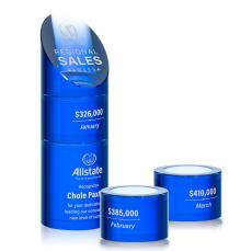 Atlantis Stacker Blue Obelisk Crystal Award - Crystal Pillar Awards