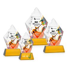 Devron Full Color Amber on Base Crystal Award - Glass Awards