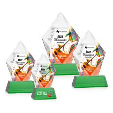 Devron Full Color Green on Base Crystal Award - Glass Awards