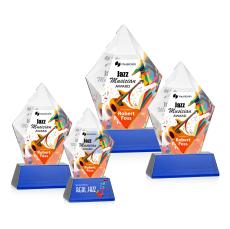 Devron Full Color Blue on Base Crystal Award - Glass Awards