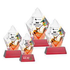 Devron Full Color Red on Base Crystal Award - Glass Awards