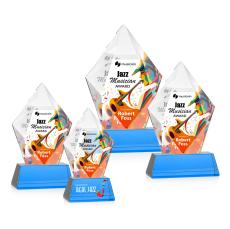 Devron Full Color Sky Blue on Base Crystal Award - Corporate Awards