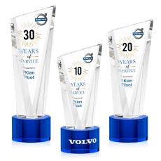 Plymouth Full Color Blue on Marvel Base Peak Crystal Award - Glass Awards