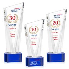 Plymouth Full Color Blue on Paragon Base Peak Crystal Award - Glass Awards