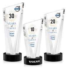 Plymouth Full Color Black on Stanrich Base Peak Crystal Award - Sales Awards