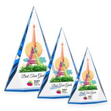 Rochester Full Color Blue Pyramid Crystal Award - Glass Awards
