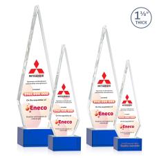 Springfield Full Color Blue on Hancock Base Crystal Award - Glass Awards