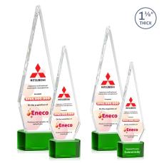 Springfield Full Color Green on Paragon Base Crystal Award - Glass Awards