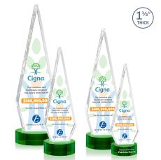 Springfield Full Color Green on Stanrich Base Crystal Award - Glass Awards