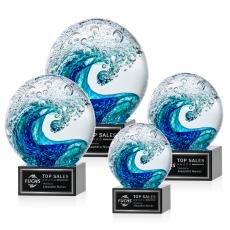 Surfside Black on Hancock Base Spheres Glass Award - Glass Awards