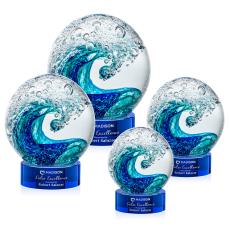 Surfside Blue on Stanrich Base Spheres Glass Award - Glass Awards