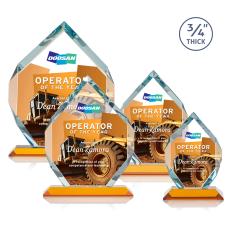 Royal Diamond Full Color Amber Crystal Award - Glass Awards