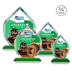 Royal Diamond Full Color Green Crystal Award - Glass Awards