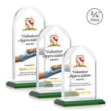 Blake Full Color Green Arch & Crescent Crystal Award - Glass Awards