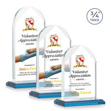 Blake Full Color Sky Blue Arch & Crescent Crystal Award - Corporate Awards