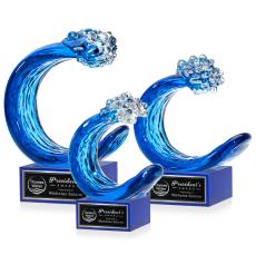Oceana Blue on Hancock Base Circle Glass Award - Glass Awards