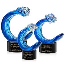 Oceana Black on Marvel Base Circle Glass Award - Glass Awards