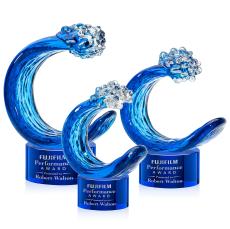 Oceana Blue on Marvel Base Circle Glass Award - Glass Awards