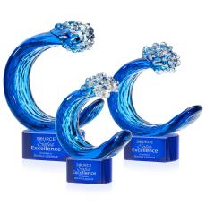 Oceana Blue on Paragon Base Circle Glass Award - Glass Awards