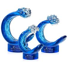 Oceana Blue on Stanrich Base Circle Glass Award - Glass Awards
