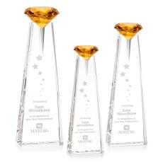 Alicia Gemstone Optical/Amber Obelisk Crystal Award - Glass Awards