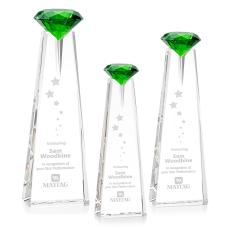 Alicia Gemstone Optical/Emerald Obelisk Crystal Award - Glass Awards