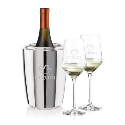 Corporate Recognition Gifts - Etched Barware - Pescara Wine Cooler & Tucson Wine Set