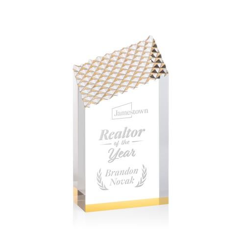 Corporate Awards - Acrylic Awards - Paluzzi Gold Obelisk Acrylic Award