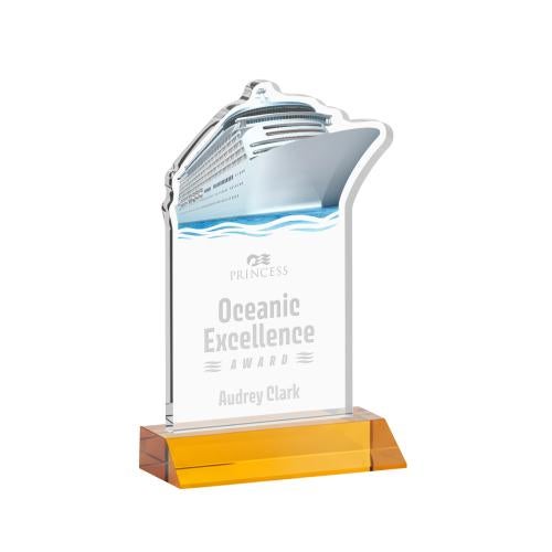 Corporate Awards - Crystal Awards - Voyager Amber Abstract / Misc Crystal Award