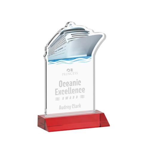 Corporate Awards - Crystal Awards - Voyager Red Abstract / Misc Crystal Award
